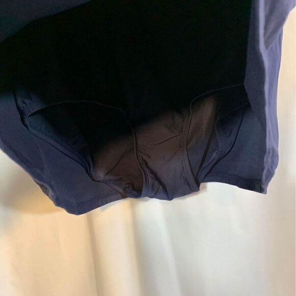 Michael KORS swimsuit. Navy blue. Skirted. Full bottom swimsuit. Gold detail. - Picture 3 of 10